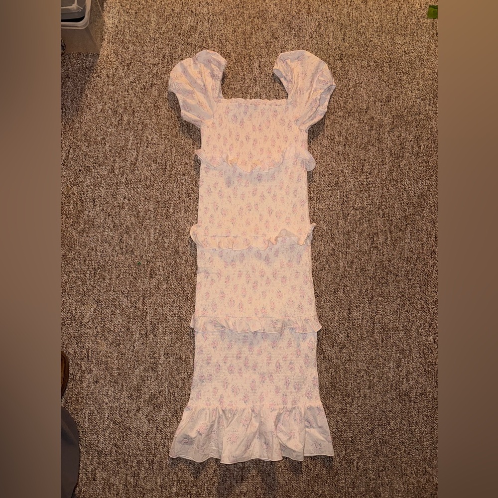 Worth Collective Ada Smocked Dress Pink and Blue Floral - Bump Friendly! Size XL - Picture 5 of 10